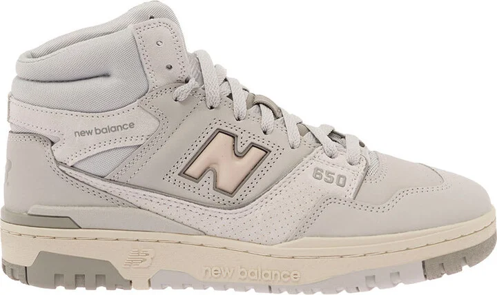 '650' Grey High-top Sneakers With N Logo In Leather And Mesh Woman
