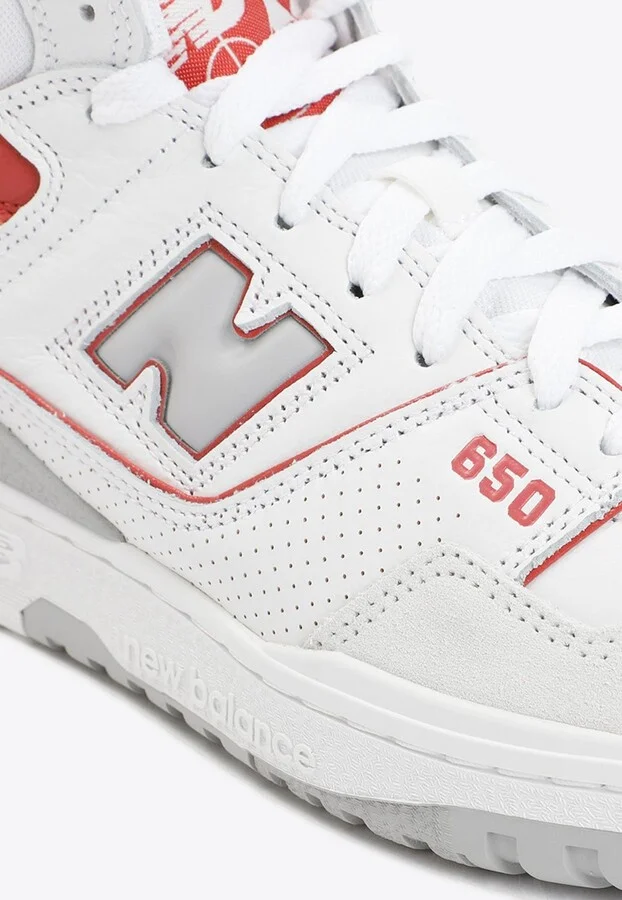 650 High-Top Sneakers in White and Astro Dust Leather - Image 3