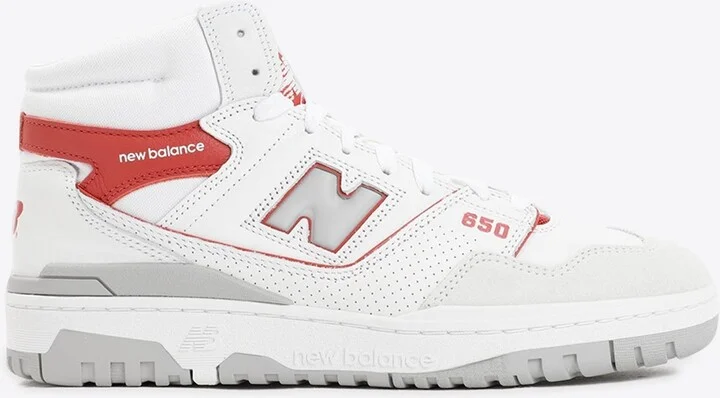 650 High-Top Sneakers in White and Astro Dust Leather