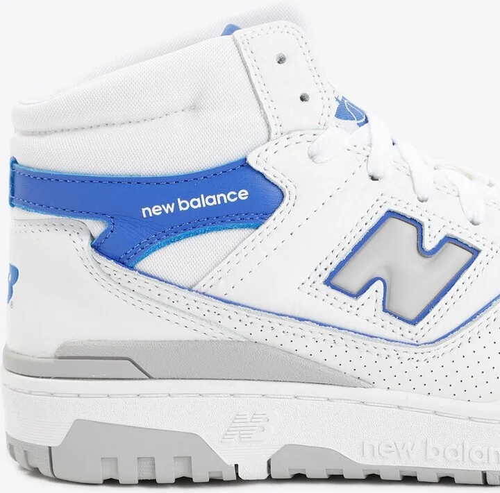 650 High-Top Sneakers in White with Marine Blue and Angora - Image 2