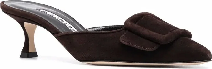 65mm Buckle-Detail Suede Mules - Image 2