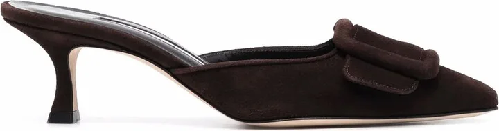 65mm Buckle-Detail Suede Mules