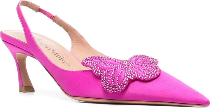 65mm Butterfly-Appliqué Leather Pumps - Image 2
