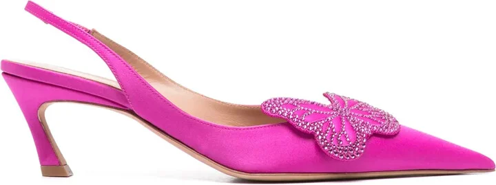 65mm Butterfly-Appliqué Leather Pumps