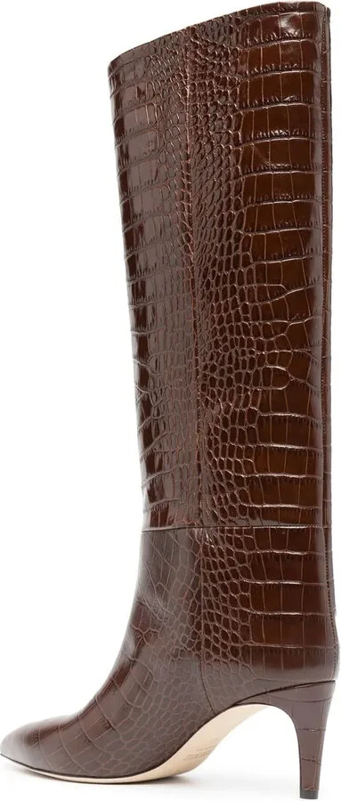 65mm Crocodile-Effect Leather Boots - Image 3