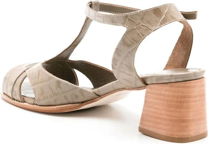 65mm Crocodile-Effect Leather Sandals - Image 3