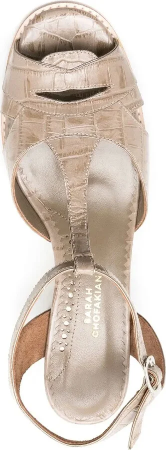 65mm Crocodile-Effect Leather Sandals - Image 4