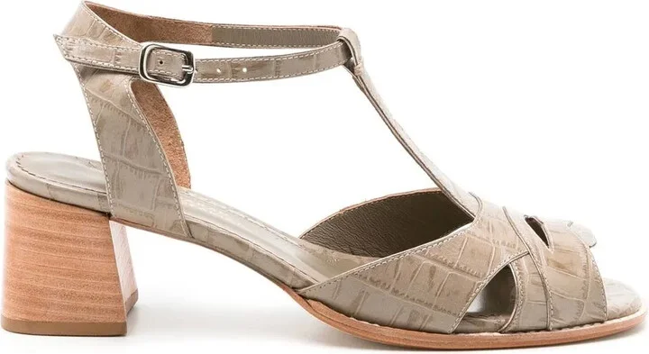 65mm Crocodile-Effect Leather Sandals
