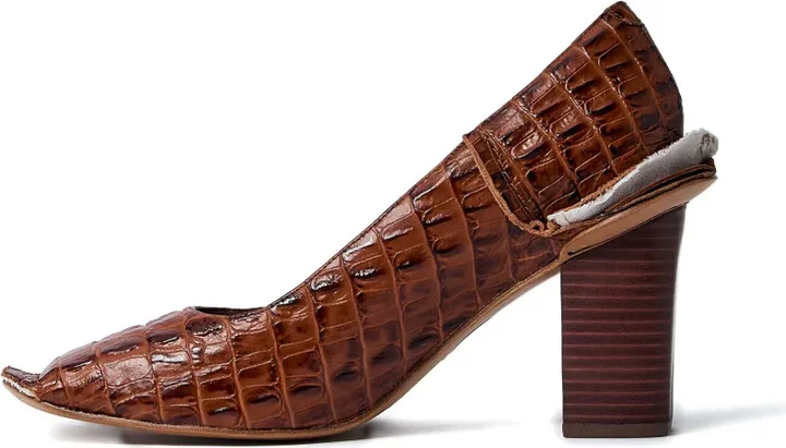 65mm Crocodile-Embossed Block-Heel Pumps - Image 3