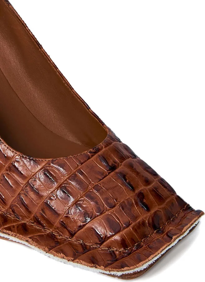 65mm Crocodile-Embossed Block-Heel Pumps - Image 4