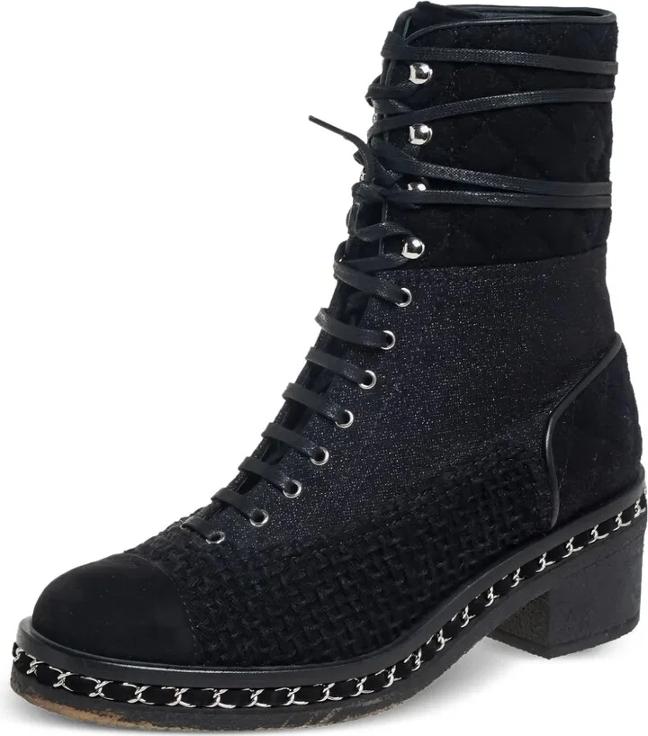 65mm Denim Combat Boots - Image 2