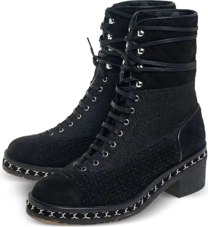 65mm Denim Combat Boots - Image 5