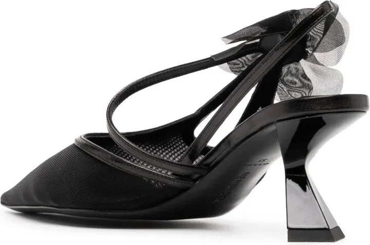 65mm Faux-Flower Leather Pumps - Image 3