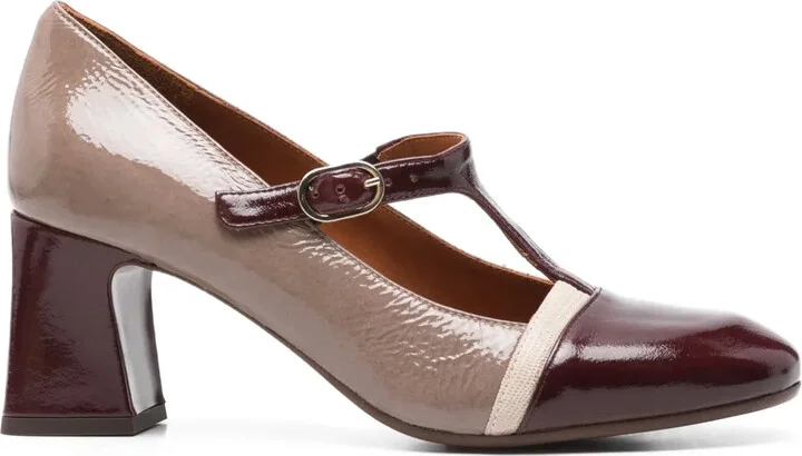 65mm Felinor T-bar block-heel pumps