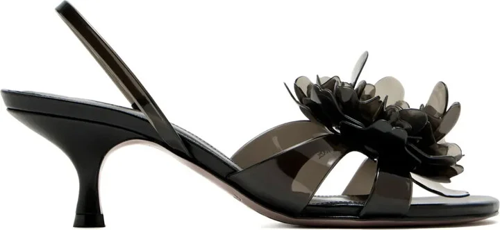 65mm Flower-Embellished Slingback Sandals