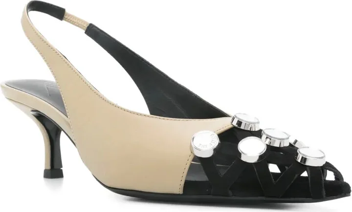 65mm Grid slingback pumps - Image 2