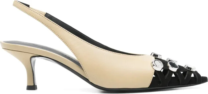 65mm Grid slingback pumps