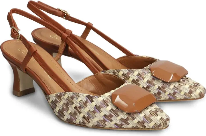 65mm Interwoven-Raffia Slingback Pumps - Image 2