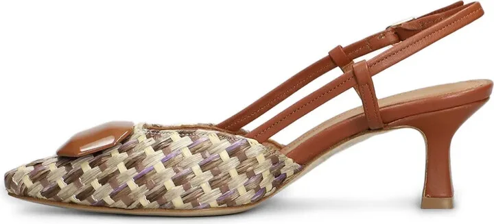 65mm Interwoven-Raffia Slingback Pumps - Image 4