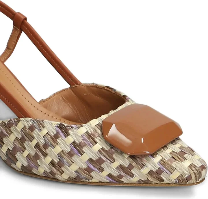 65mm Interwoven-Raffia Slingback Pumps - Image 5