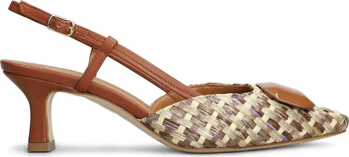 65mm Interwoven-Raffia Slingback Pumps