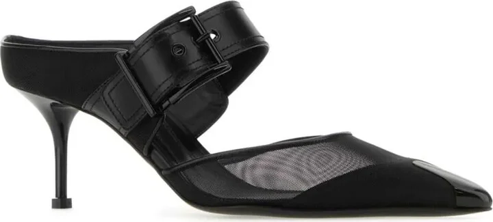 65mm Punk buckled mesh mules - Image 2