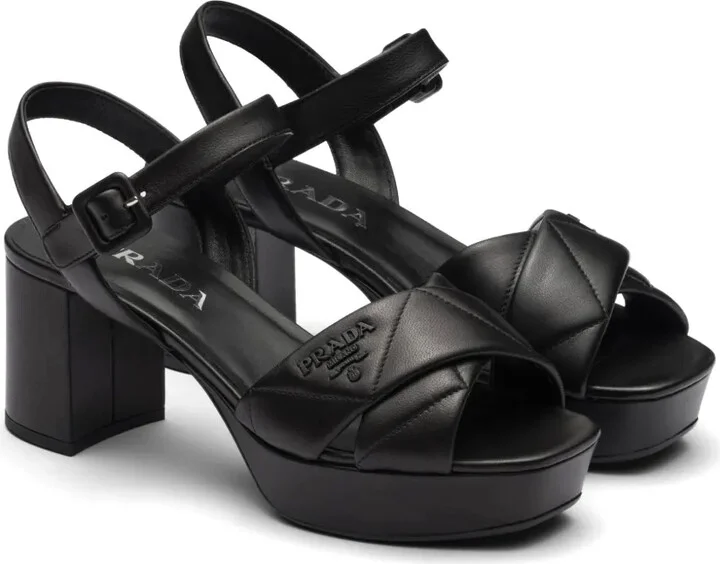 65mm Quilted Leather Sandals - Image 2