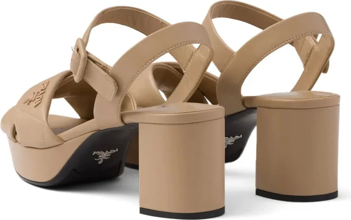 65mm Quilted Platform Leather Sandals - Image 3