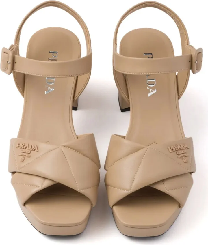 65mm Quilted Platform Leather Sandals - Image 4