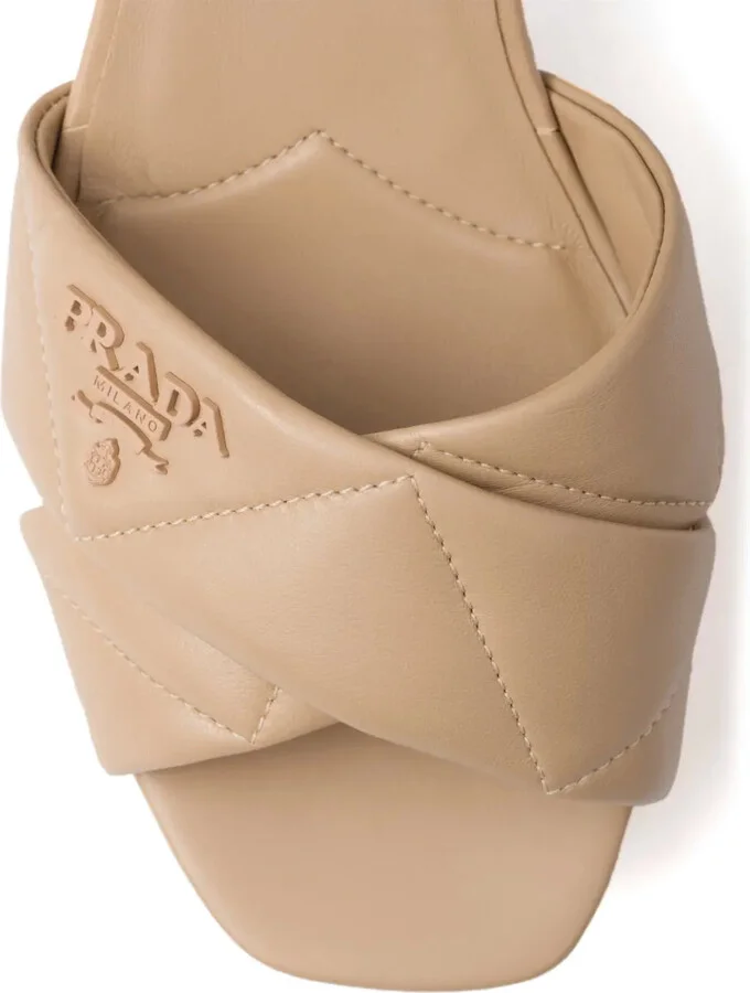 65mm Quilted Platform Leather Sandals - Image 5