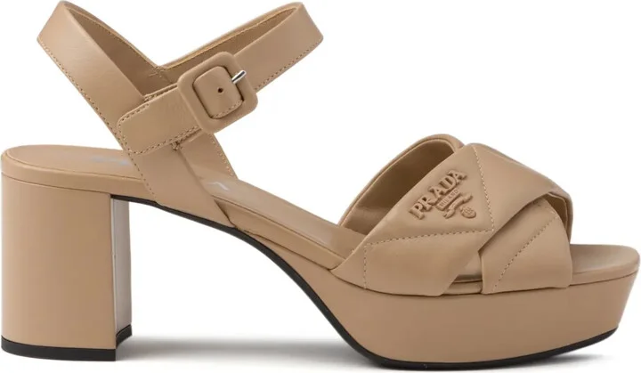65mm Quilted Platform Leather Sandals