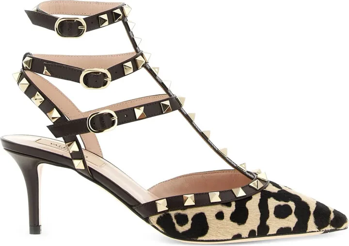 65mm Rockstud Calf Hair Pumps