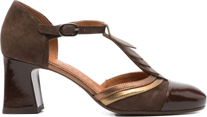 65mm T-bar block-heel pumps