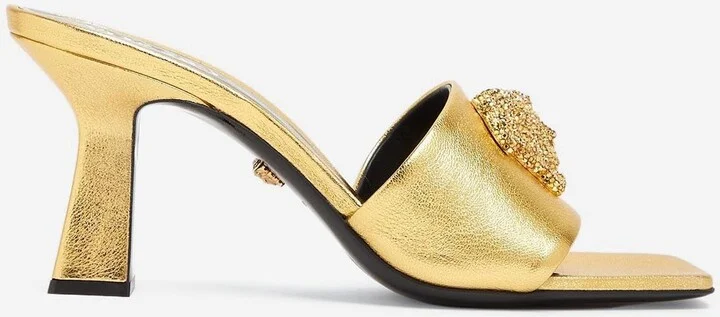 70 Medusa Mules in Metallic Leather