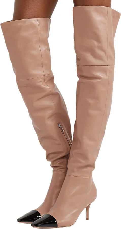 70 Two-Tone Leather Over-The-Knee Boots - Image 3