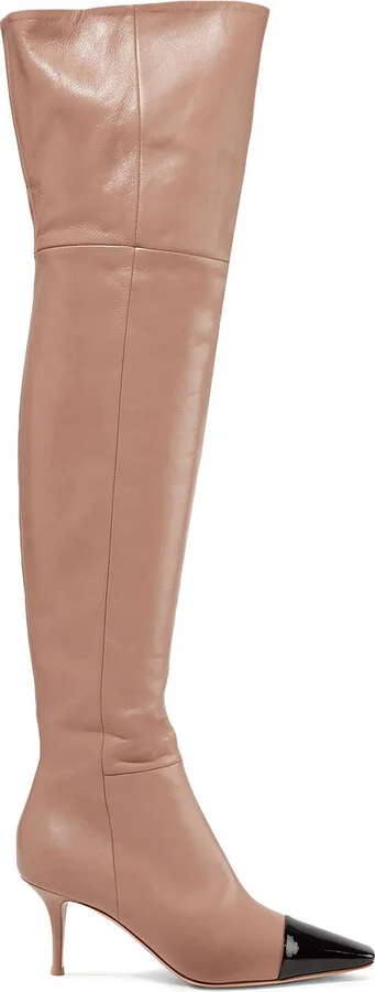 70 Two-Tone Leather Over-The-Knee Boots