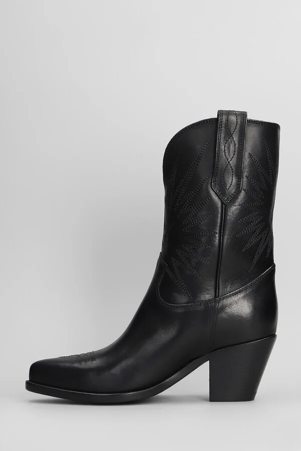 70 Wish Star Texan Ankle Boots In Black Leather - Image 3