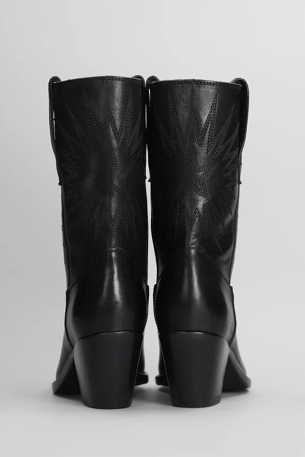 70 Wish Star Texan Ankle Boots In Black Leather - Image 4
