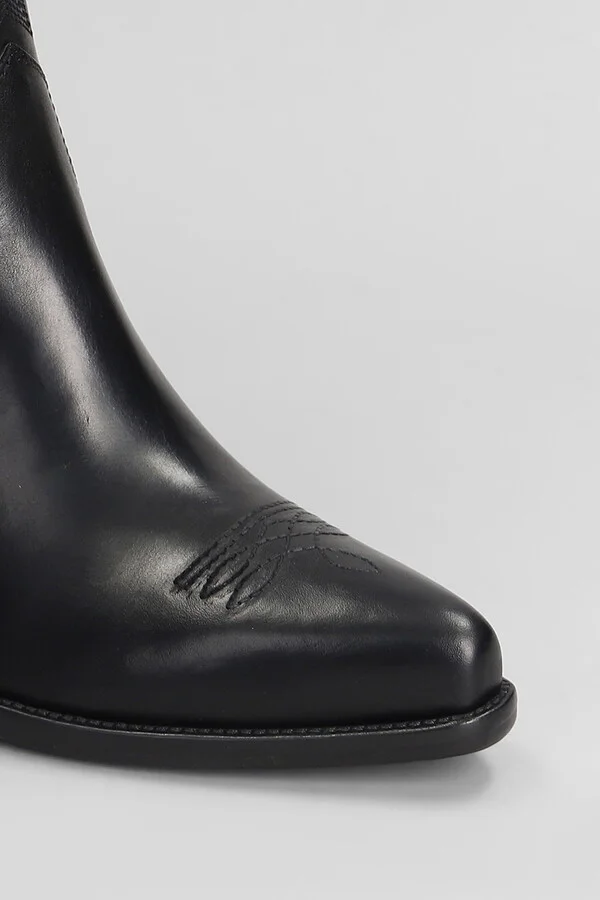 70 Wish Star Texan Ankle Boots In Black Leather - Image 5