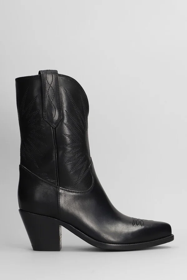 70 Wish Star Texan Ankle Boots In Black Leather