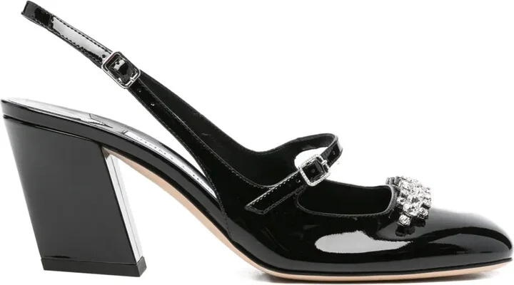70mm Belinda crystal-embellished slingback pumps