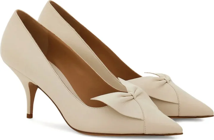 70mm Bow leather pumps