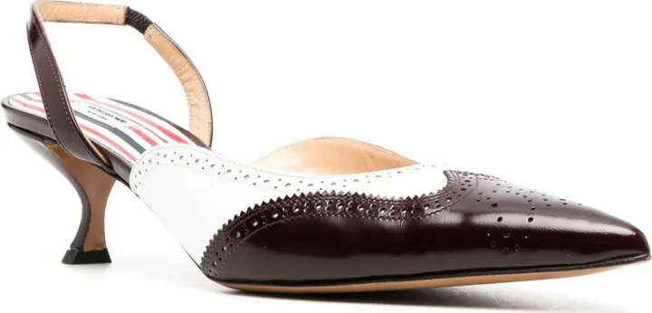 70mm Brogue-Detailed Slingback Pumps - Image 2