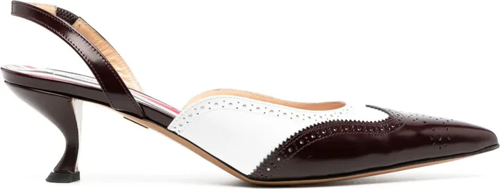 70mm Brogue-Detailed Slingback Pumps