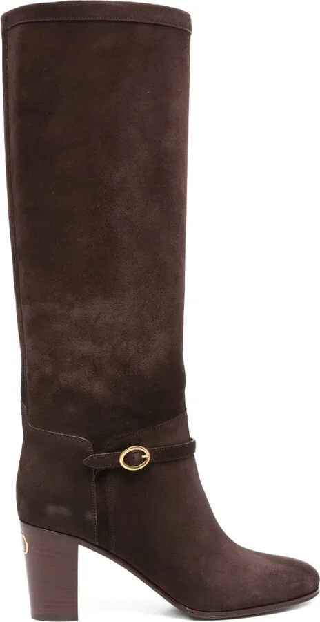 70mm Buckle-Detail Suede Boots