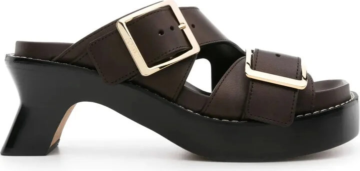 70mm Buckled Leather Mules