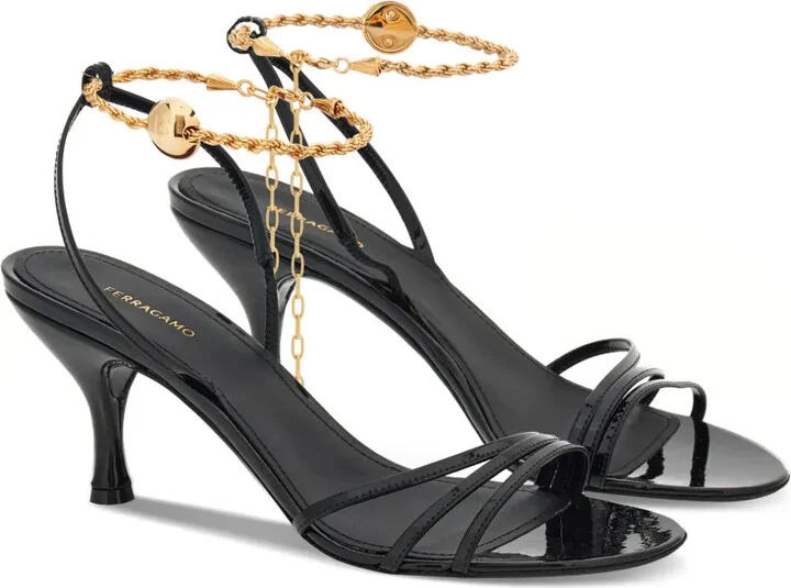 70mm Cable-Link Chain Leather Sandals - Image 2