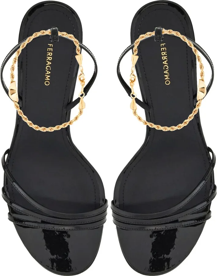 70mm Cable-Link Chain Leather Sandals - Image 4
