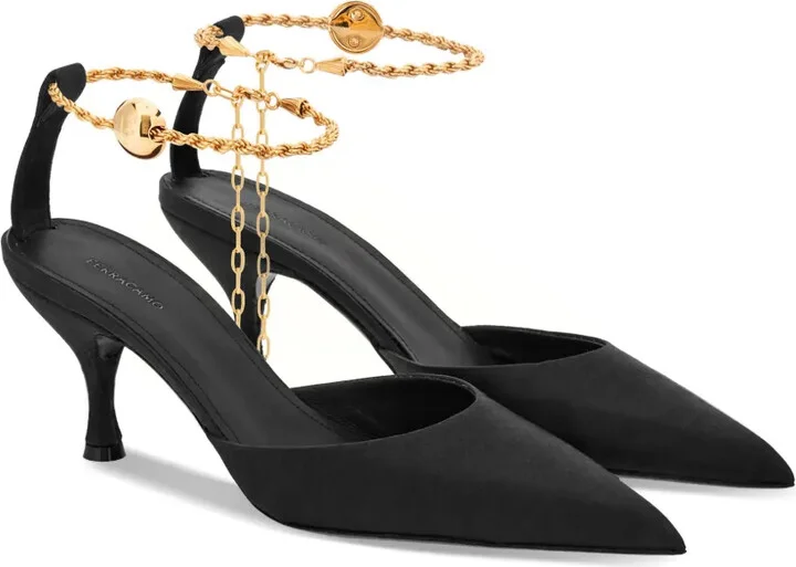 70mm Cable-Link Chain Satin-Finish Pumps - Image 2