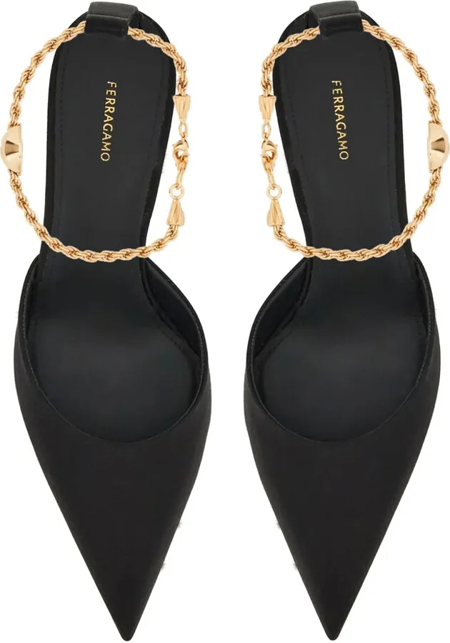 70mm Cable-Link Chain Satin-Finish Pumps - Image 4